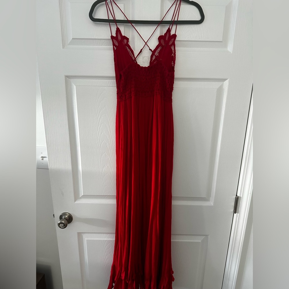 Free People Bright Red Lace Dress